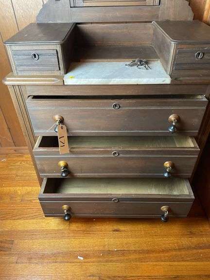 Walnut Dresser with Marble Top and Mirror