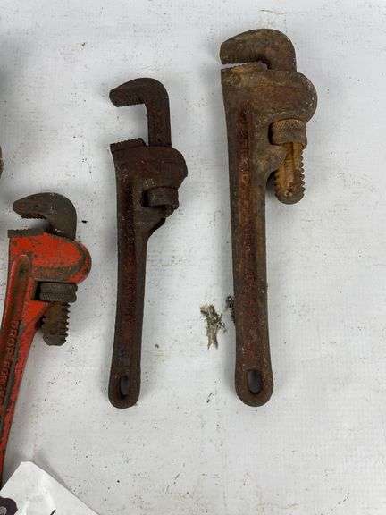 Various size pipe wrenches