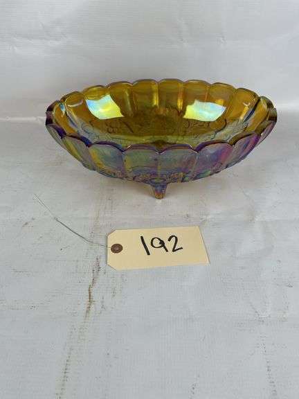 Carnival Glass Footed Oval Bowl