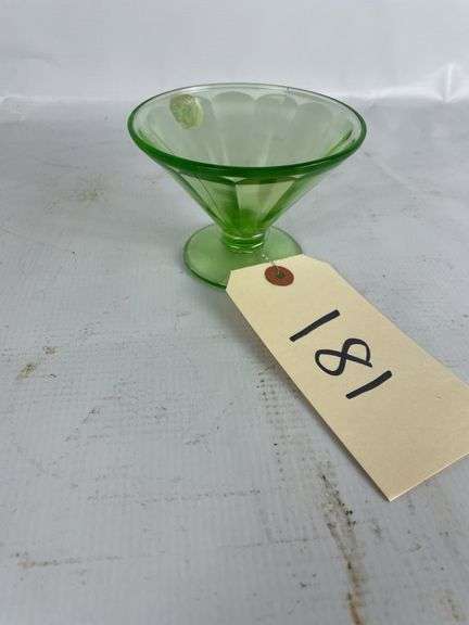 Uranium Green Depression Glass Sherbet