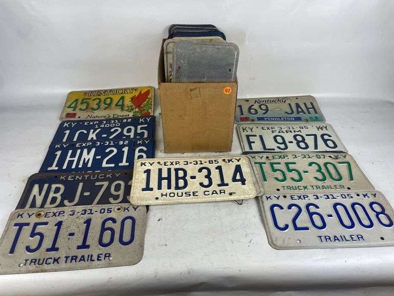 Box Lot of 43 Assorted License Plates