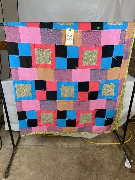 Colorful Block Quilt, 74 x 80 Inches