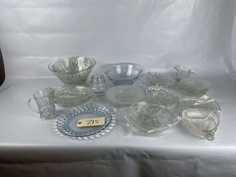 Collection of Clear Glassware - Bowls, Plates, and More