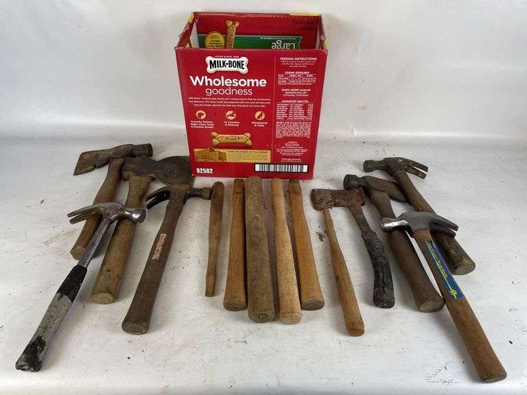 Assorted Wooden Handled Hammers and Hatchets - Lot of 16