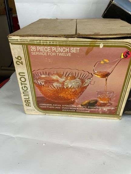Glassware Lot: Arlington Punch Bowl Set, Marble Rolling Pin, Mug Tree Set and More