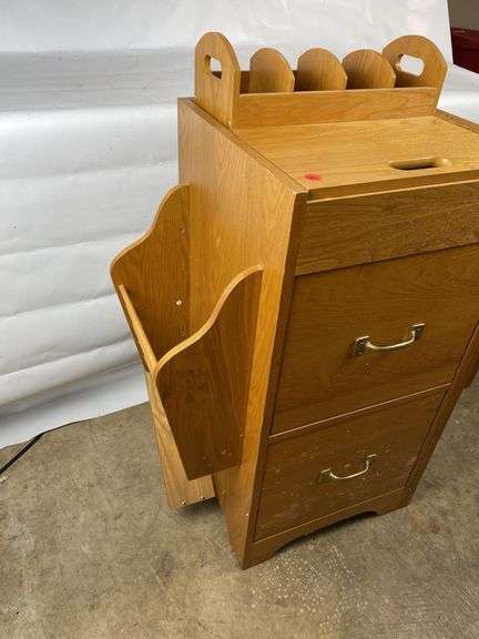 Wooden Filing Cabinet with Organizer and Slide-Out Table