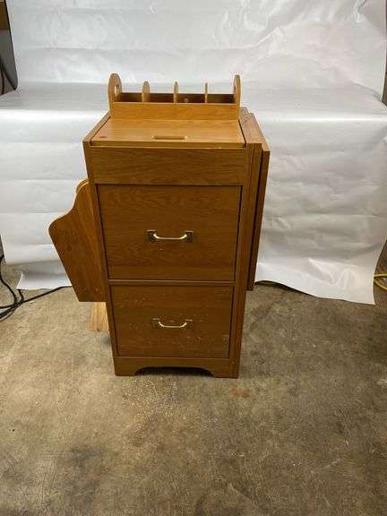 Wooden Filing Cabinet with Organizer and Slide-Out Table