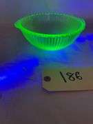 Uranium Green Ribbed Serving Bowl