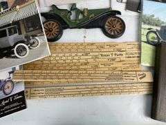 Model T Ford Memorabilia Lot: Magazines, Books, Rulers, Cast Iron Figure