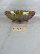 Carnival Glass Footed Oval Bowl