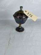 Fenton Iridescent Glass Compote with Lid