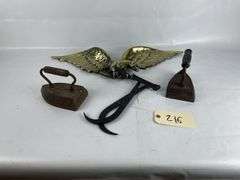 Cast Iron Sad Irons and Eagle Wall Hanger