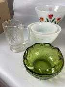 Mixed Glassware Lot: Pitcher, Bowls, and More