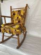 Wooden Children's Rocking Chair with Quilted Cushion
