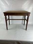 Small Dark Wood Table with Woven Cane Top