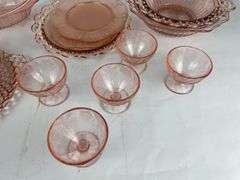 Pink Depression Glass Dishware Lot