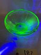 Green Uranium Glass Mixing Bowl