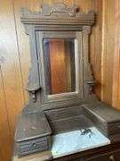Walnut Dresser with Marble Top and Mirror