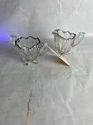 Uranium Glass Creamer and Sugar Bowl Set