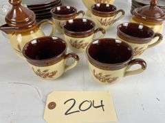 Stoneware Tea Set with Wheat Pattern