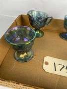 Carnival Glass Set - Blue Iridescent