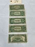 Silver Certificate Dollar and Five Dollar Bills