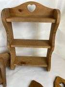 Home Decor Lot: Framed Prints, Wooden Shelves, and Mirror