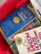 Collection of Books in Red Tote
