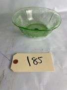 Uranium Green Depression Glass Bowl