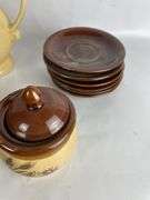 Stoneware Tea Set with Wheat Pattern