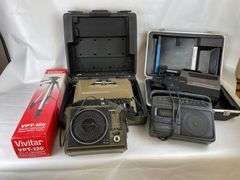 Sears Typewriter, 8-Track Player, Cassette Player, Camcorder and Tripod