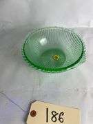 Uranium Green Ribbed Serving Bowl