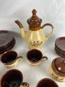 Stoneware Tea Set with Wheat Pattern