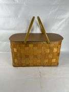 Woven Picnic Basket with Yarn