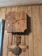 Wooden Wall Hanging Clock with Brass Pendulum