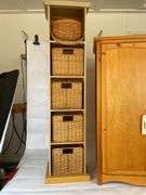 Wooden Cabinet and Basket Stand with Baskets