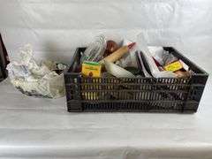 Kitchenware Lot with Punch Bowl, Plates, and Penguin Soda Holder