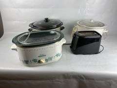 Box of Rival and Hamilton Beach Crock Pots and Toaster