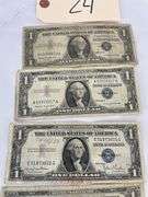 Silver Certificate Dollar and Five Dollar Bills