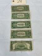 Silver Certificate Dollar and Five Dollar Bills