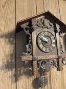 Carved Wood Cuckoo Clock with Pine Cone Weights