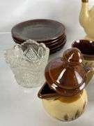 Stoneware Tea Set with Wheat Pattern