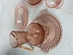 Pink Depression Glass Dishware Lot
