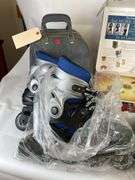 Mixed Lot: Bowling Ball, Roller Blades, Advertising Tins, & Fitness Items