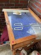 Wooden Display Case Table with Contents