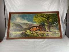 Framed Farm Landscape Painting