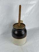 Stoneware Butter Churn with Wooden Lid and Plunger