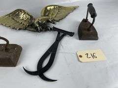 Cast Iron Sad Irons and Eagle Wall Hanger