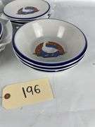 Blue & White Country Goose Dish Set with Plates, Bowls and Vinegar Bottle
