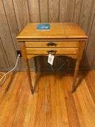 Singer Sewing Machine with Wooden Cabinet and Manual